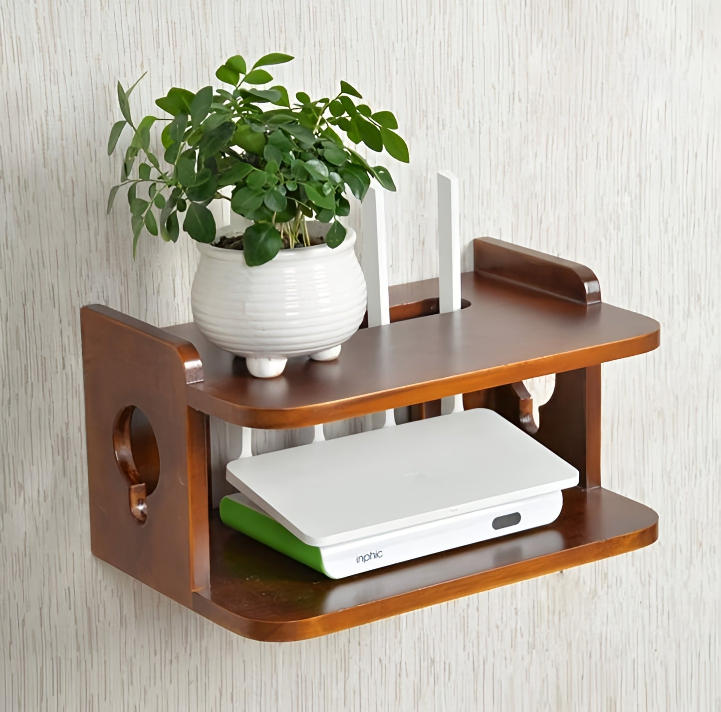 Wooden Wall Hanging Router Shelf For Office & Home