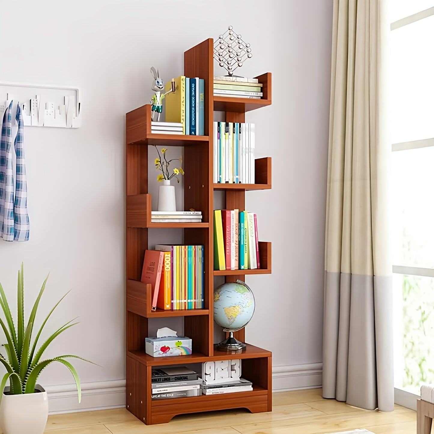 Wooden 6 L-Shape Bookshelf For Office