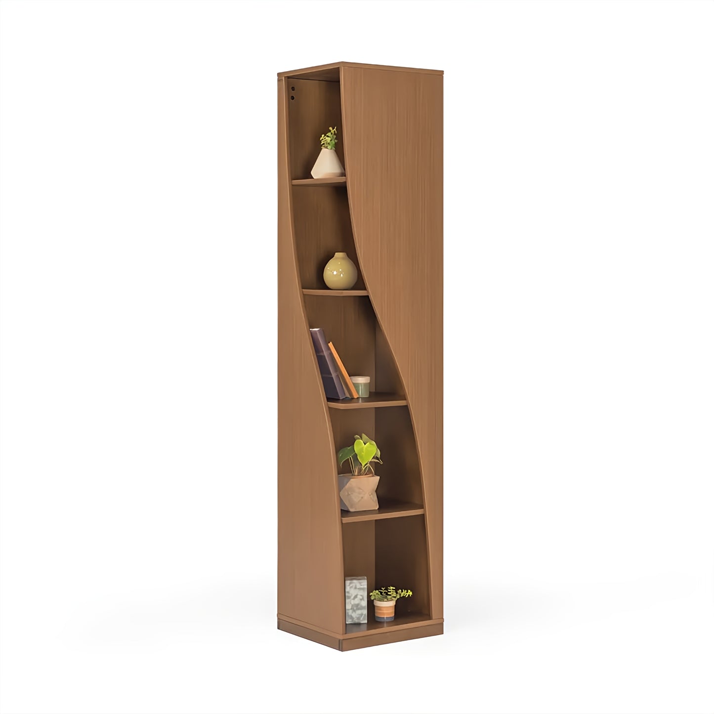 Wooden Bookcase Space Saving Storage Shelf for Living Room Study Office 5 Third Freestanding Bookcase Stackable Modern Library Tall Corner Bookcase