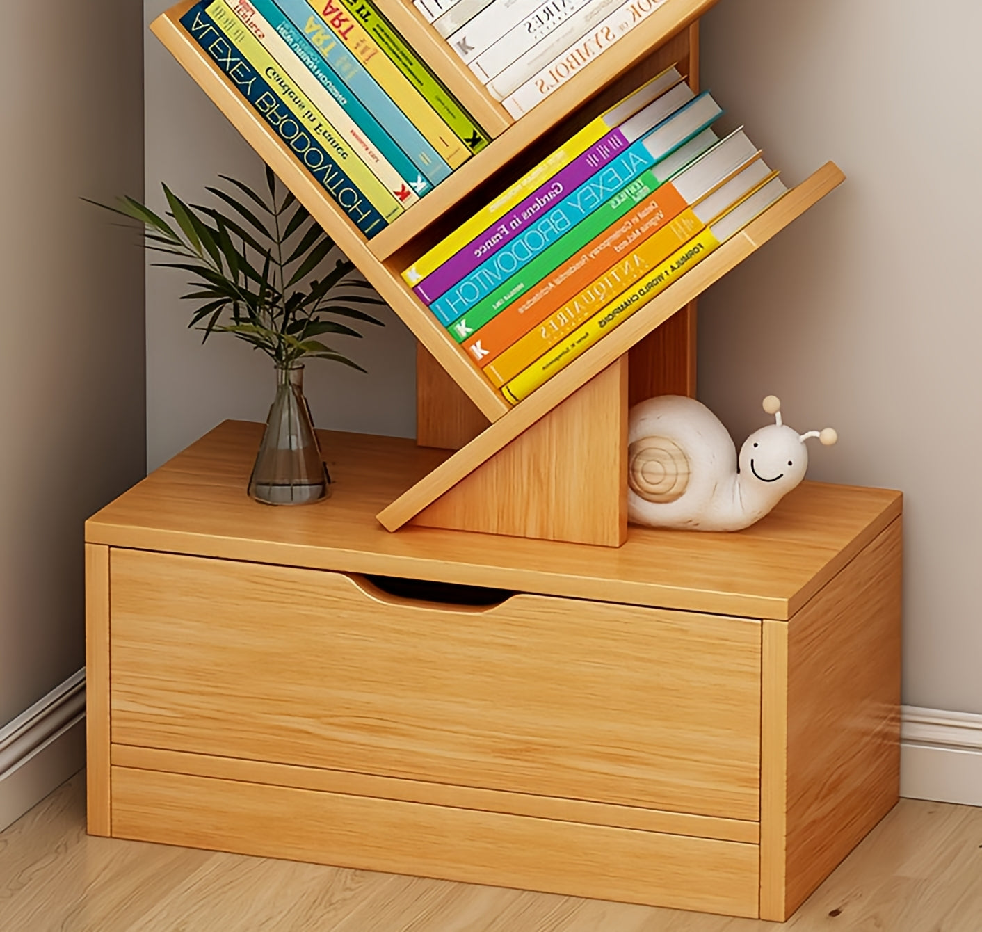 Wooden Tree Shape Bookshelf For Office/Home