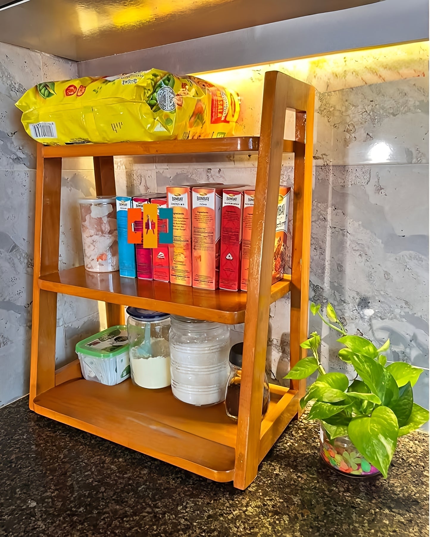 Wooden modern kitchen organizer