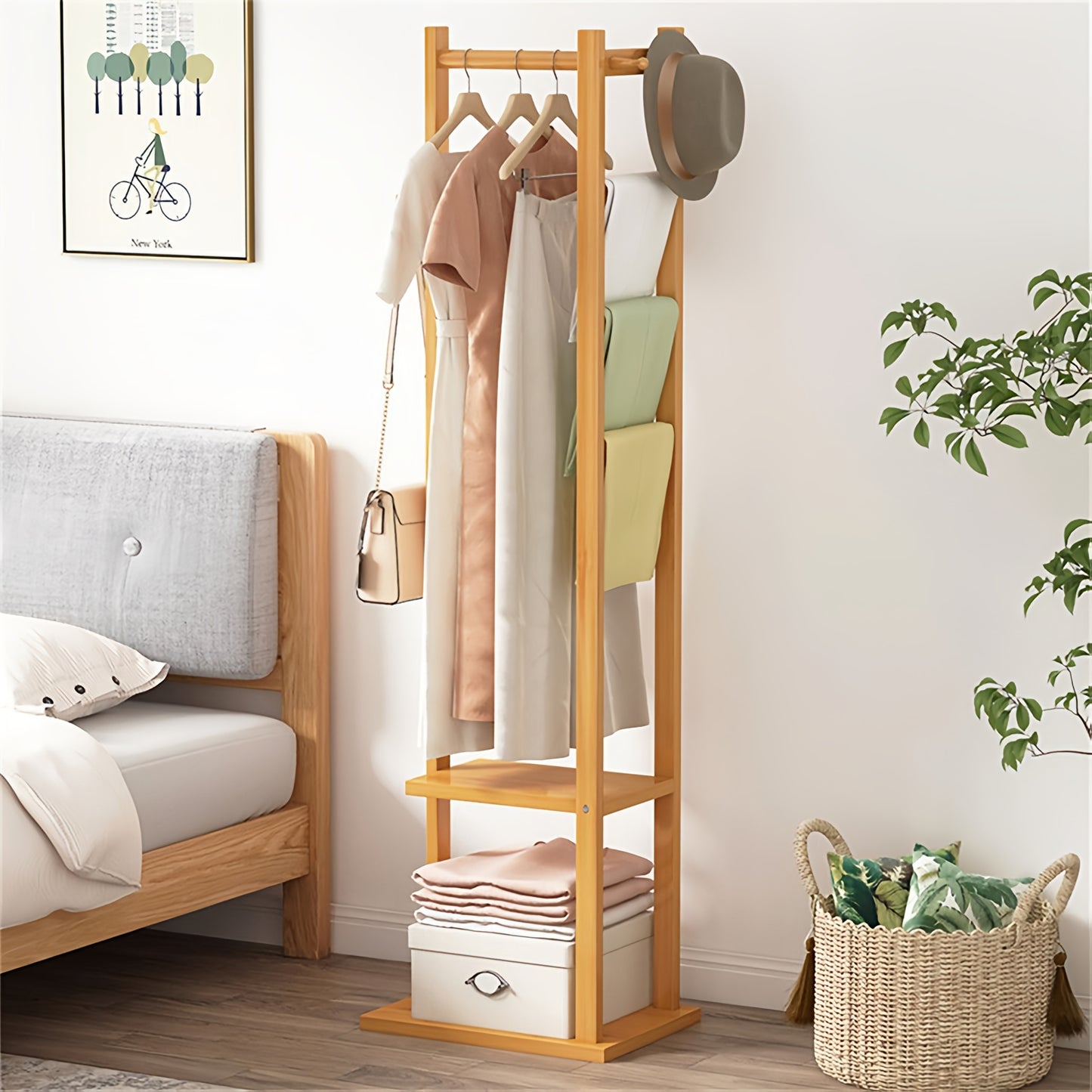 Wooden Clothes Hanger Stand | Minimalist Coat, Hat Hanger