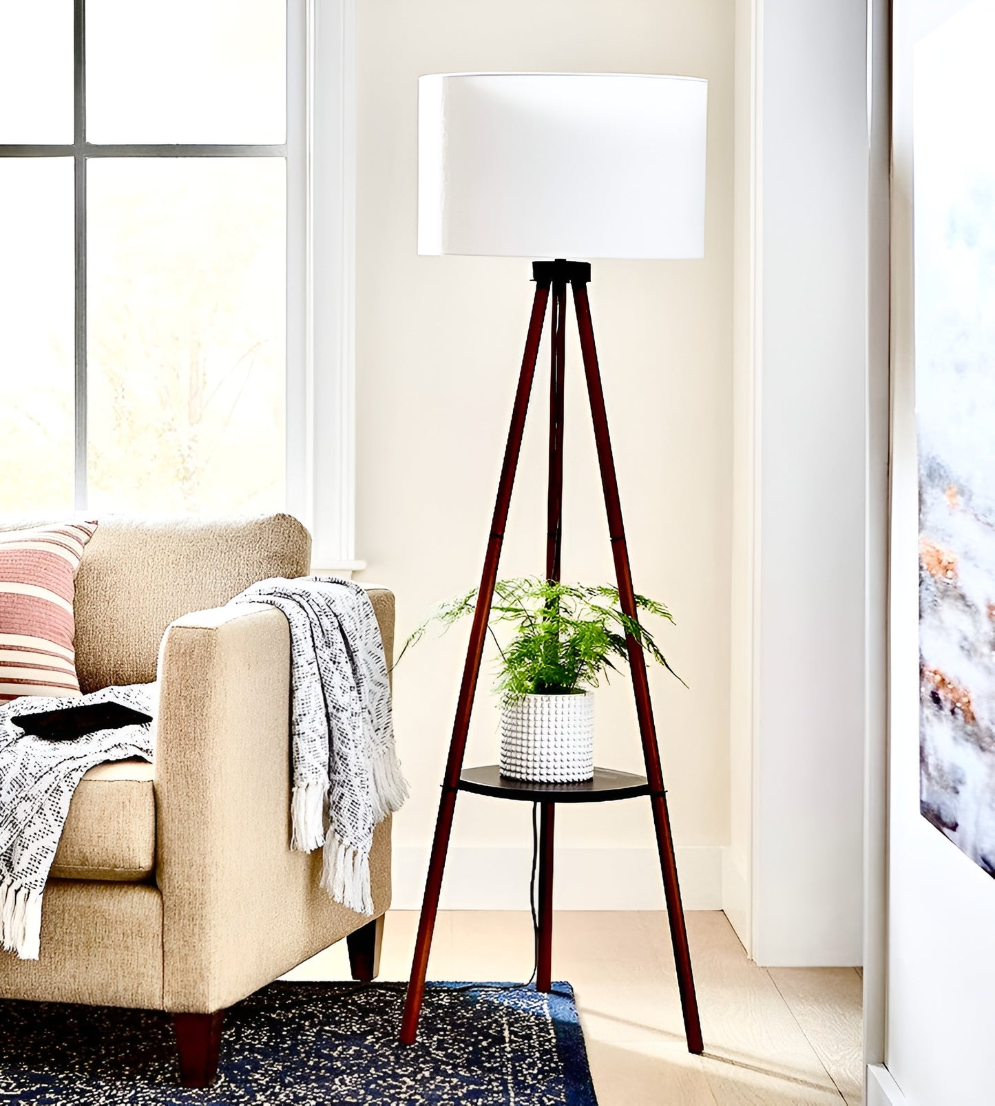 Outstanding Wooden Trypod Floor Lamp for Bedroom , Living Room