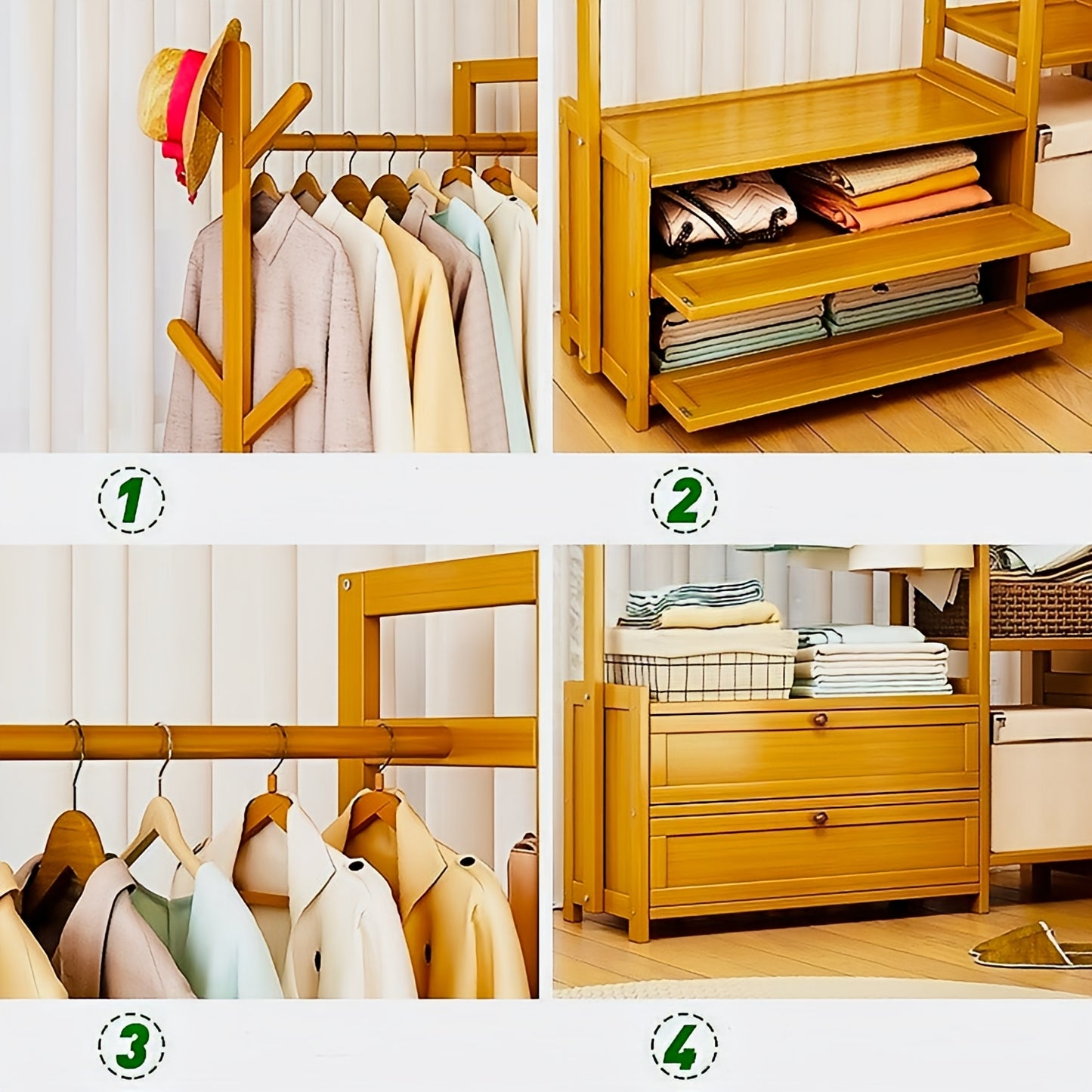 Modern Wooden Clothes Rack Stand