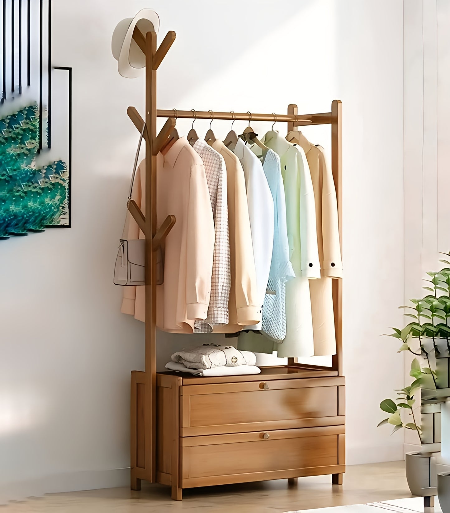 Modern Wooden Clothes Rack Stand | Wooden stylish Alna