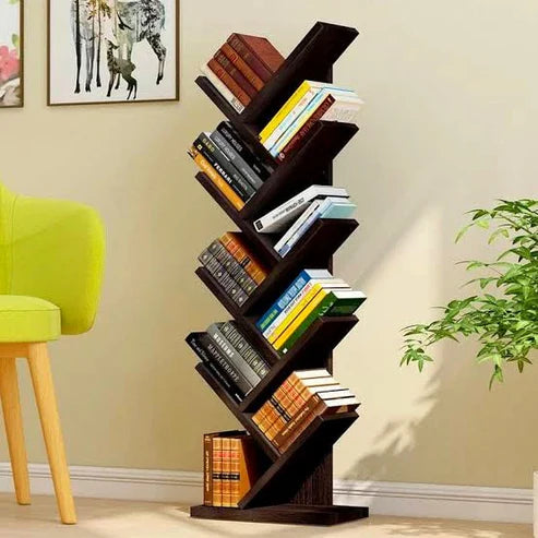 Wooden Tree 9 Shape Bookshelf For Office