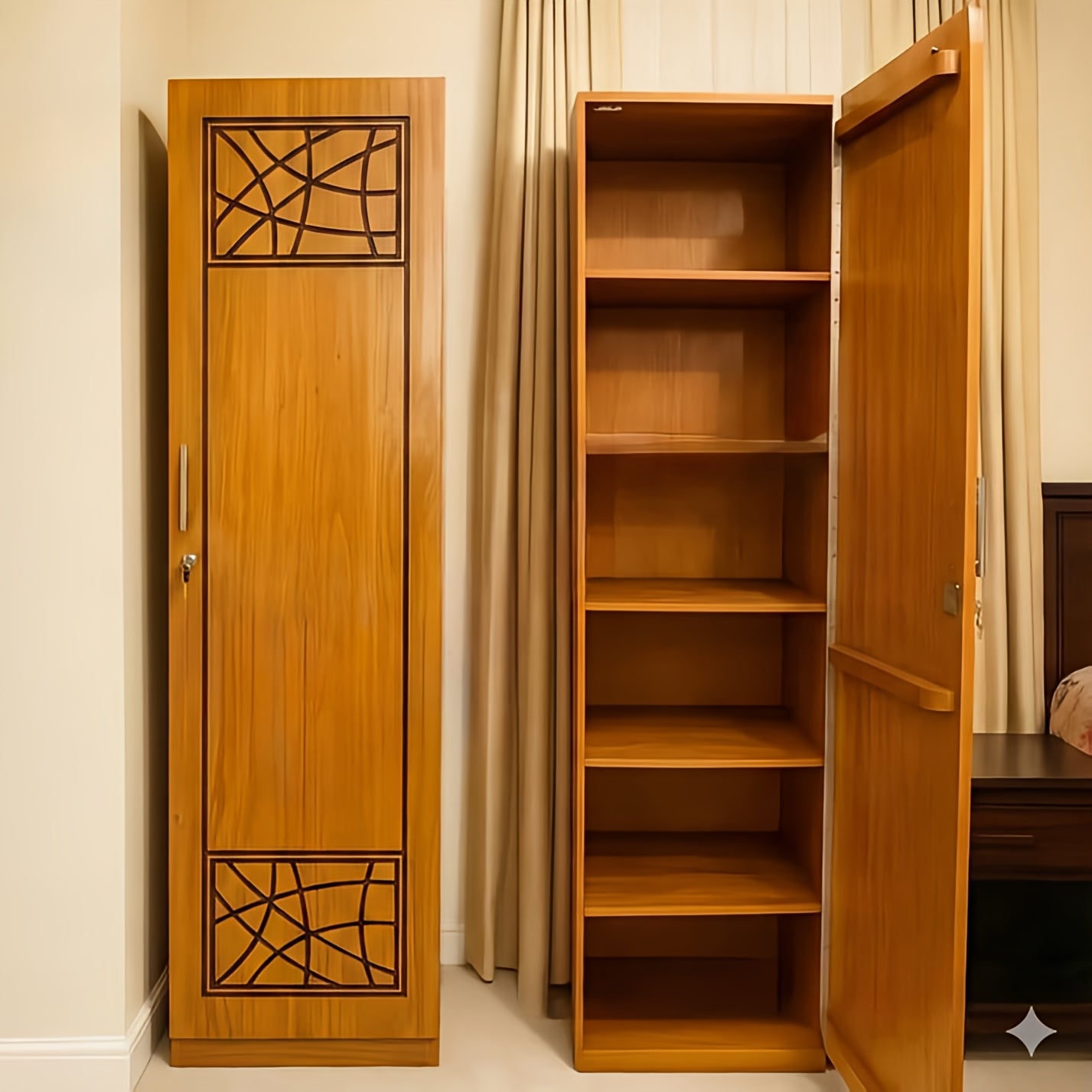 Wooden Single Door Wardrobe | Minimalist Single Door Almira