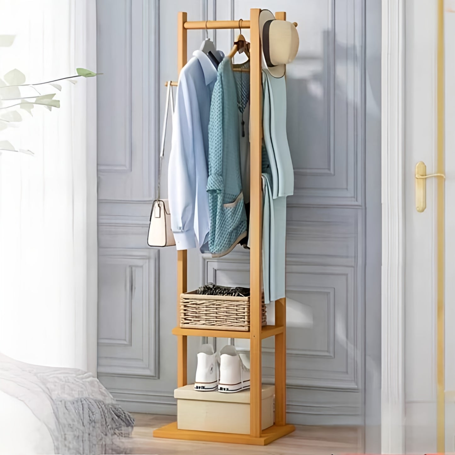 Wooden Clothes Hanger Stand | Minimalist Coat, Hat Hanger