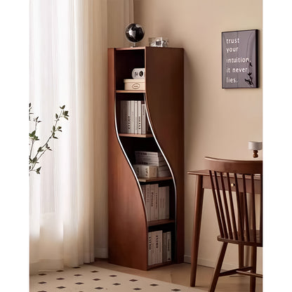 Wooden Bookcase Space Saving Storage Shelf for Living Room Study Office 5 Third Freestanding Bookcase Stackable Modern Library Tall Corner Bookcase