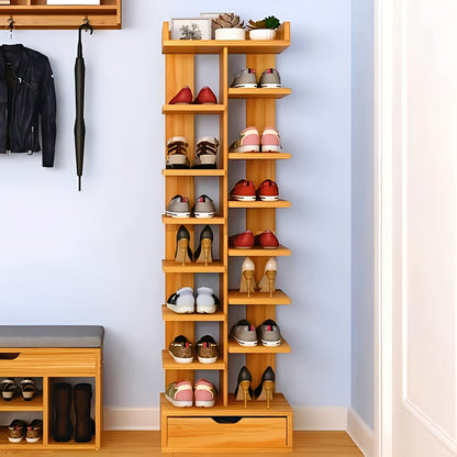 Stylish Wooden Shoe Rack Double Row Shoe Organizer Rack