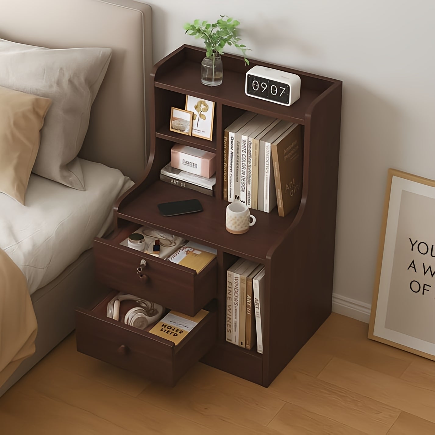 Unique Wooden Bedside Table