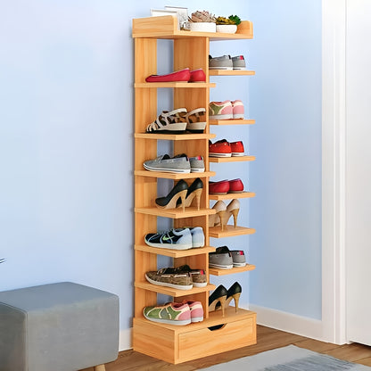 Stylish Wooden Shoe Rack Double Row Shoe Organizer Rack