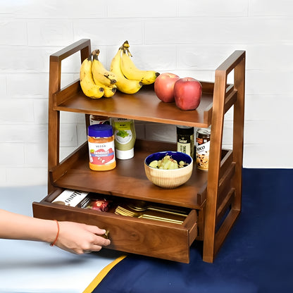 Wooden Versatile Kitchen Organizer Rack with Drawer