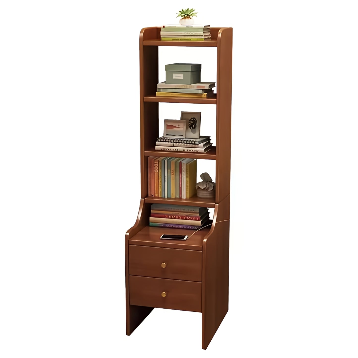 Bedside Table. Modern bedside shelf with storage cabinet. Perfect for small spaces, featuring a 5-tier organizer with 2 drawers.