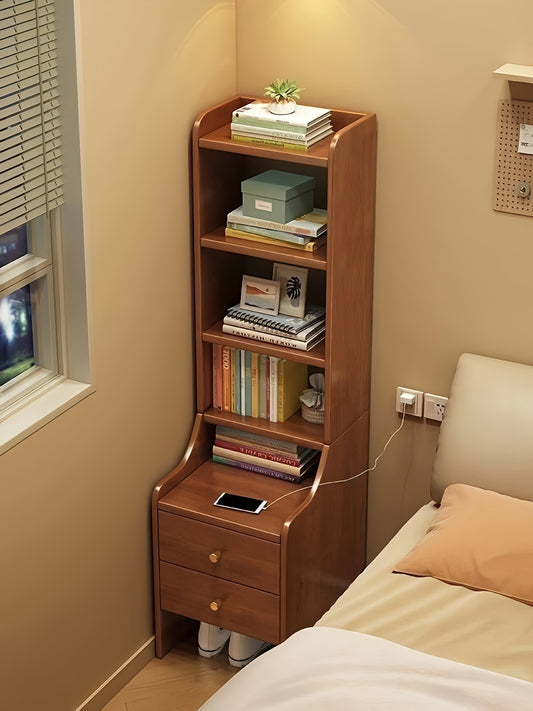 Bedside Table. Modern bedside shelf with storage cabinet. Perfect for small spaces, featuring a 5-tier organizer with 2 drawers.