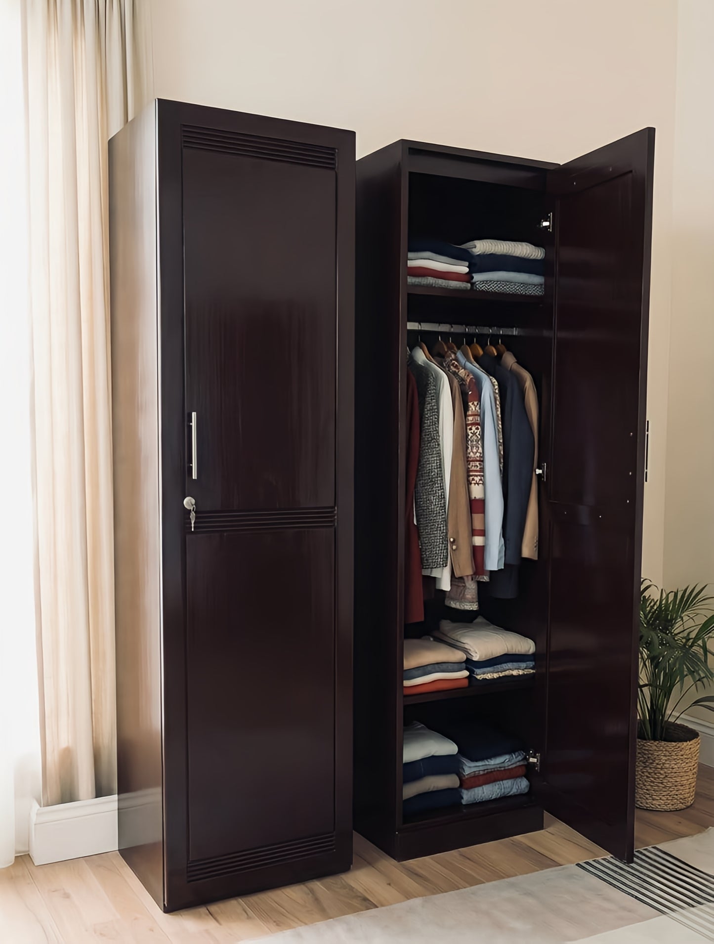 Wooden Single Door Wardrobe | Minimalist Single Door Almira