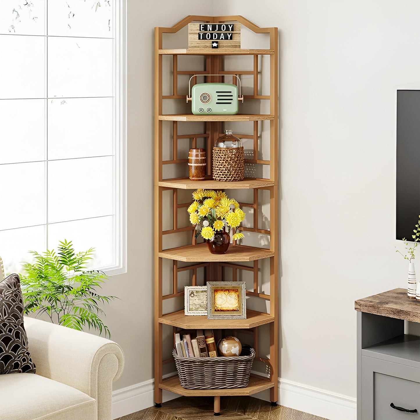 Unique Wooden Corner Shelf