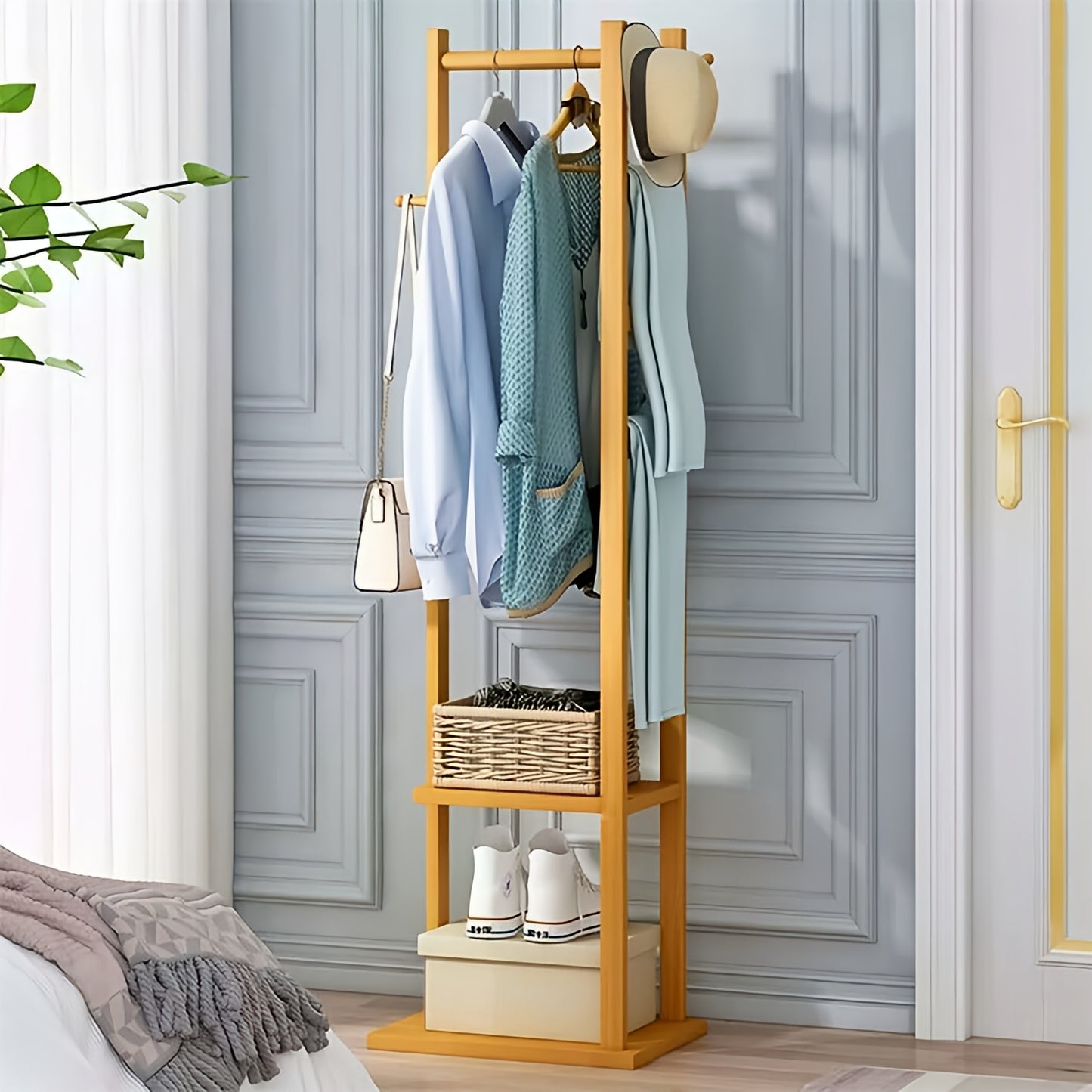 Wooden Clothes Hanger Stand | Minimalist Coat, Hat Hanger