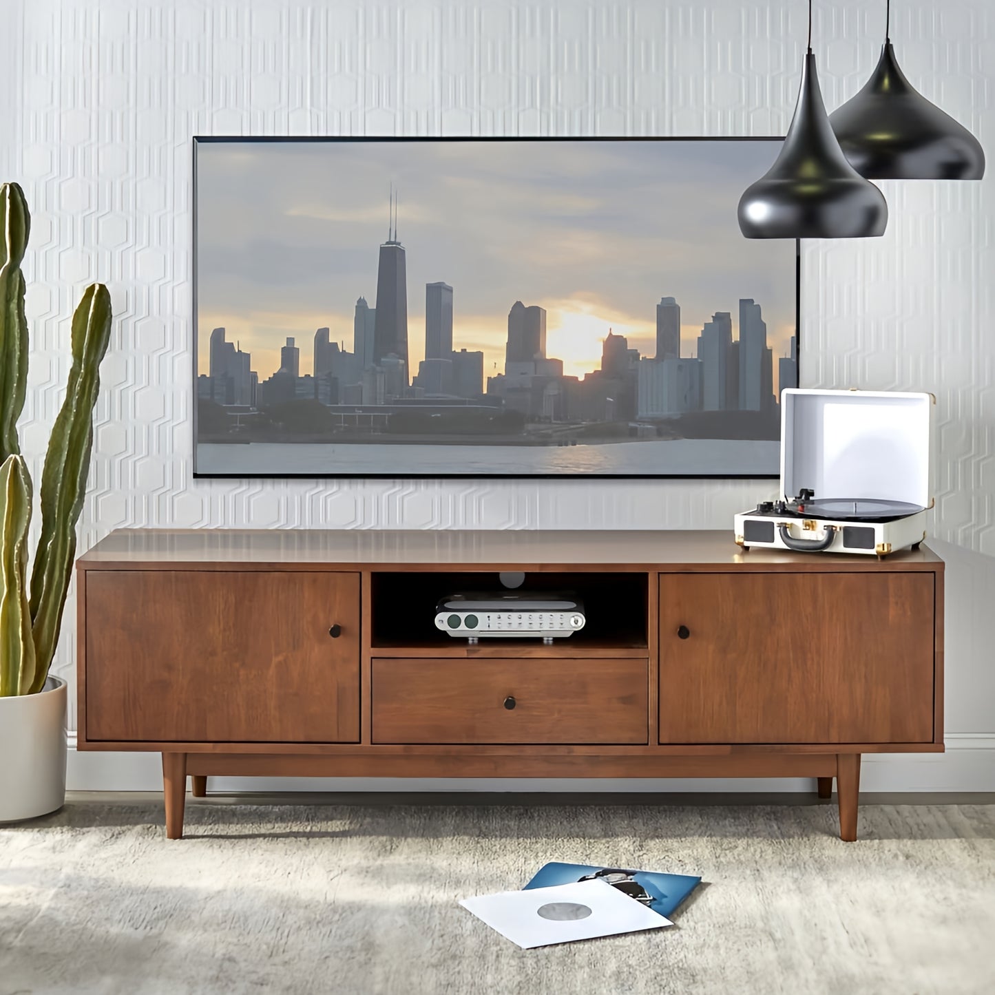 Wooden Tv Stand with Cabinet