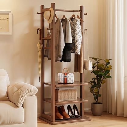 Wooden Multi Layer Alna With 6 Hook And 3 Shelf For Bedroom| wooden cloth stand