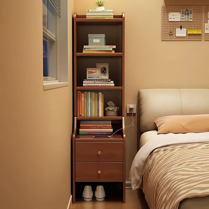 Bedside Table. Modern bedside shelf with storage cabinet. Perfect for small spaces, featuring a 5-tier organizer with 2 drawers.
