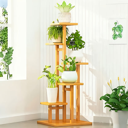 5 Tier Wooden Flower Plant Stand For Living Room, Office, Balcony