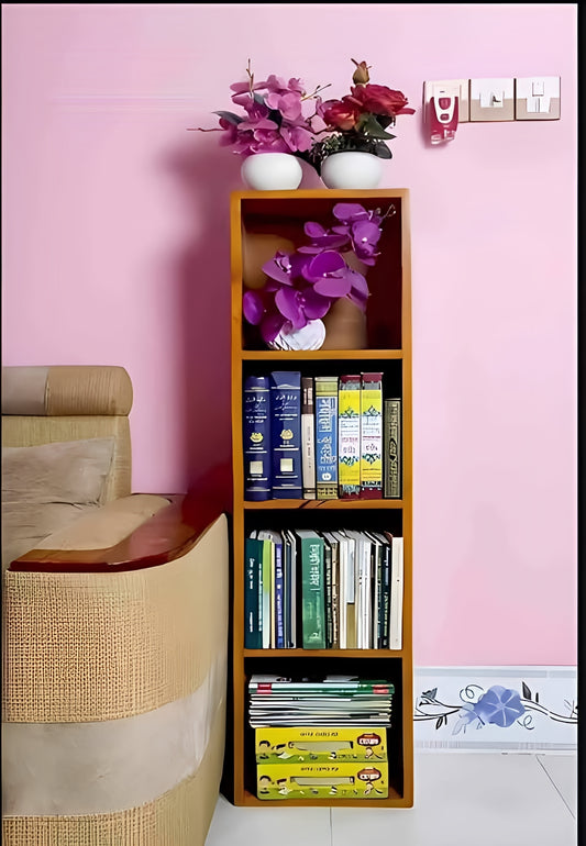 Small Narrow Bookcase Bookshelf Vertical For Wall Tall Book Shelf 4 Tier Thin