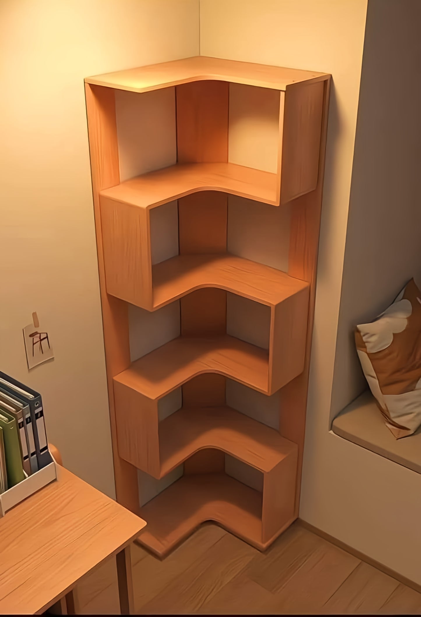 Wooden Stylish corner bookshelf for Home & Office