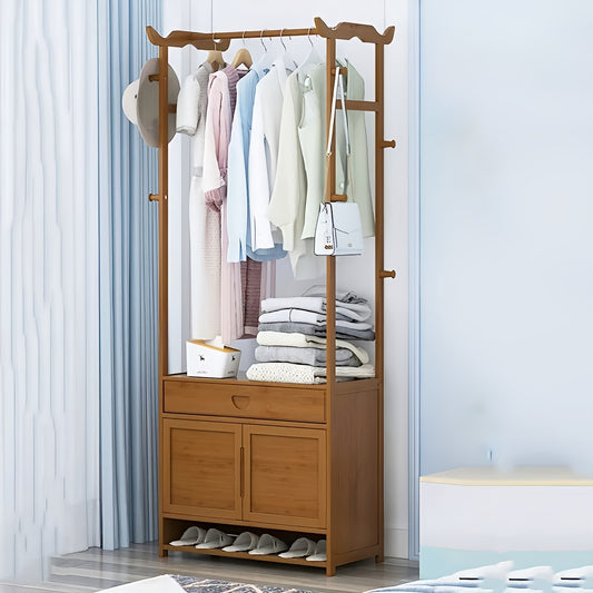 Wooden Alna with Cabinet | Simple And Modern Clothes Rack