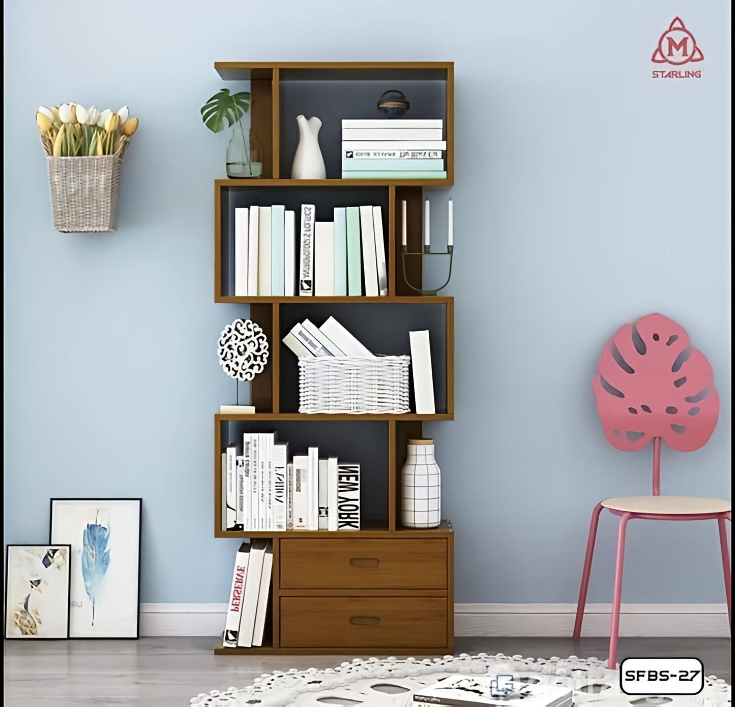 Unique wooden bookshelf for office & home