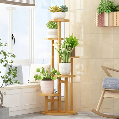 5 Tier Wooden Flower Plant Stand For Living Room, Office, Balcony