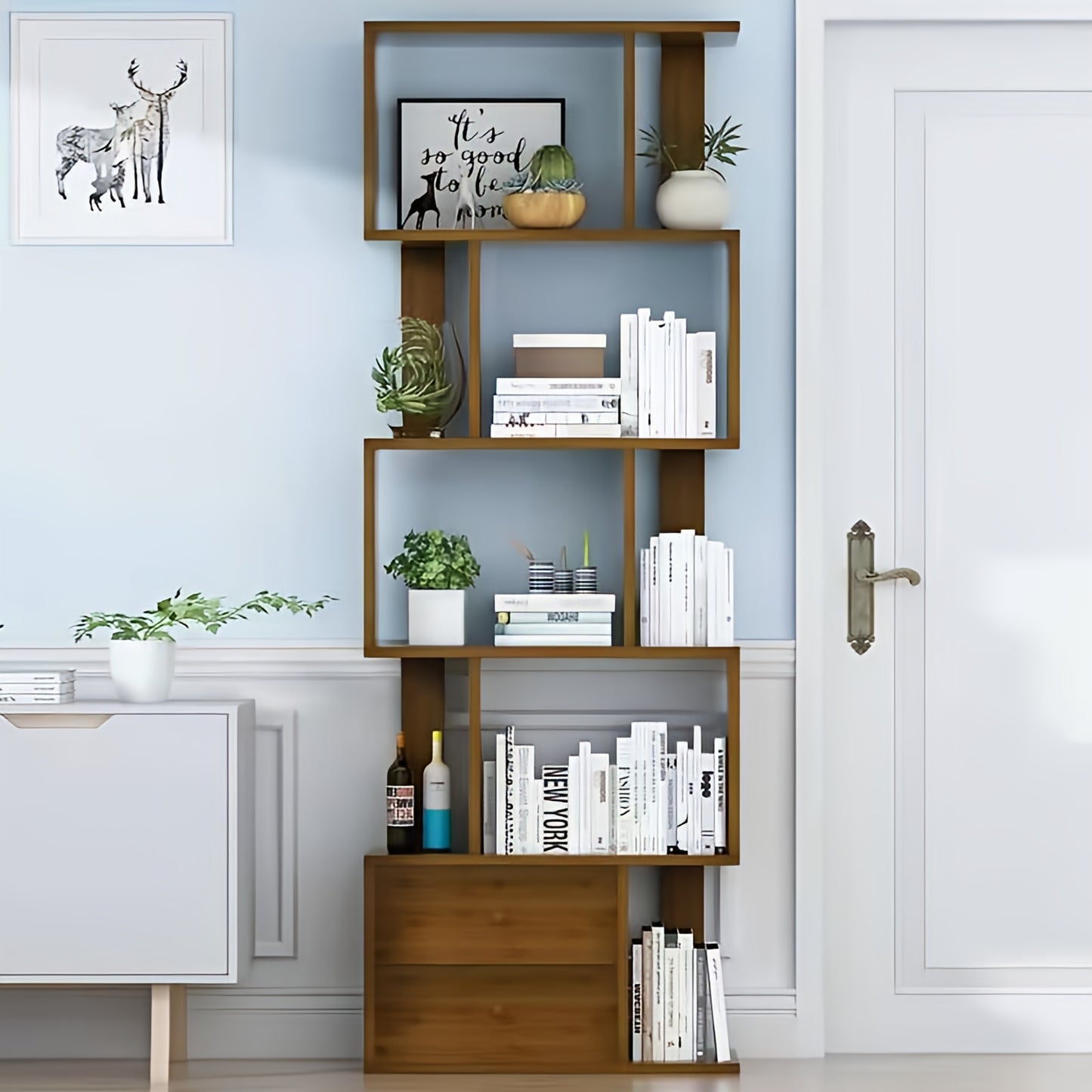 Unique wooden bookshelf for office & home