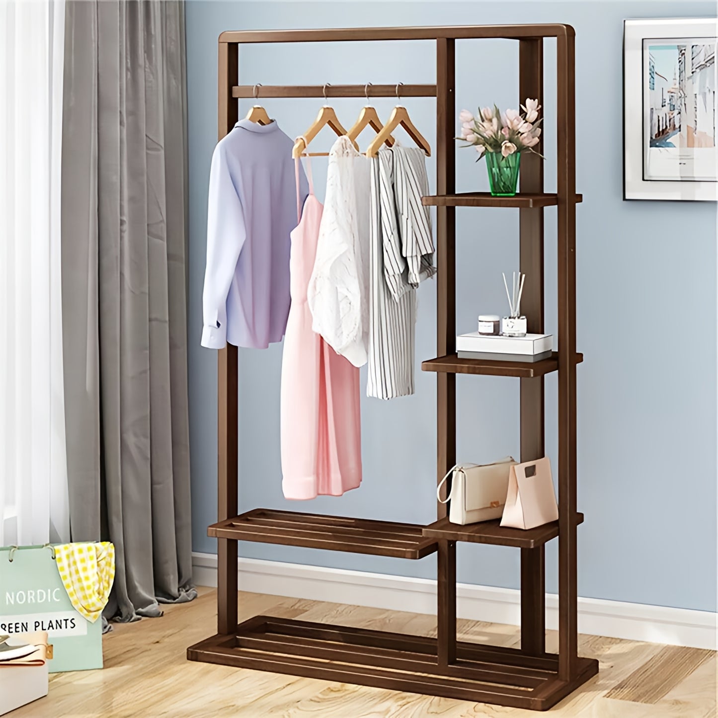 Solid Wooden Cloth Rack | stylish wooden cloth stand