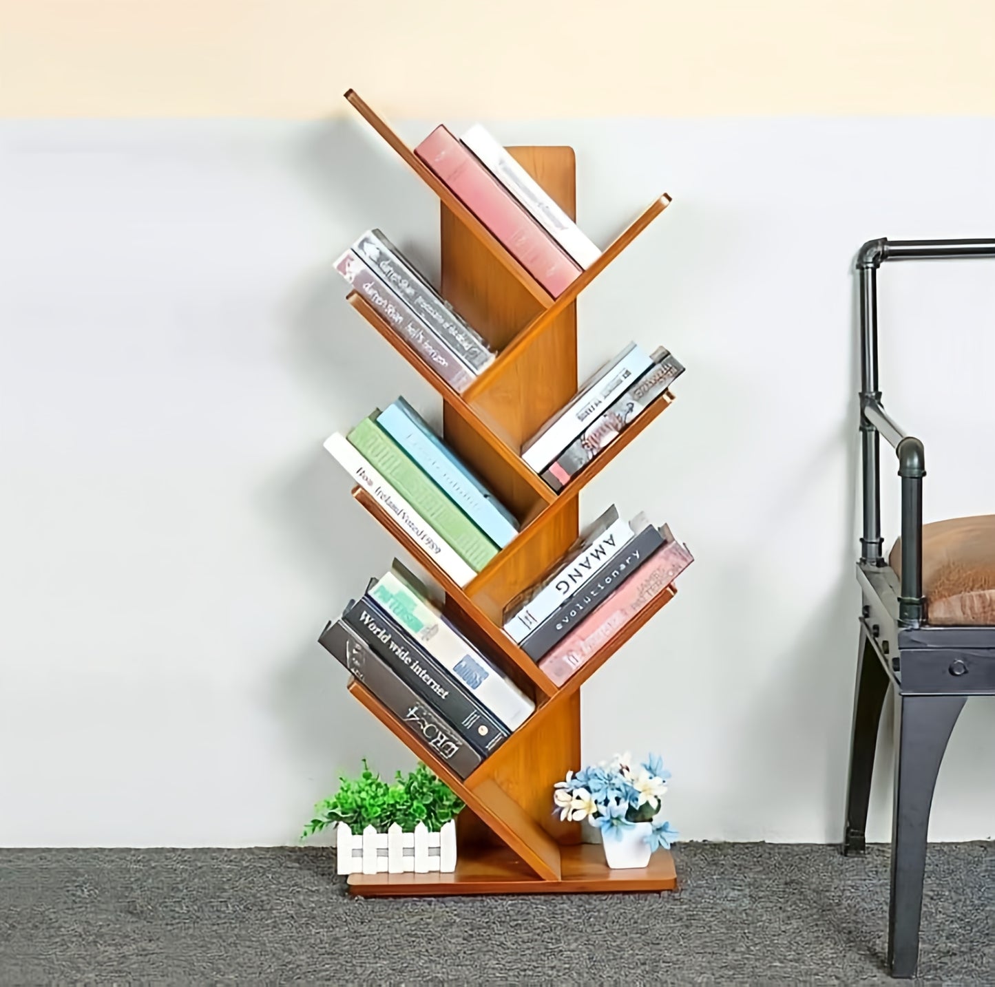 7 Tier Tree Wooden Bookshelf Without Box